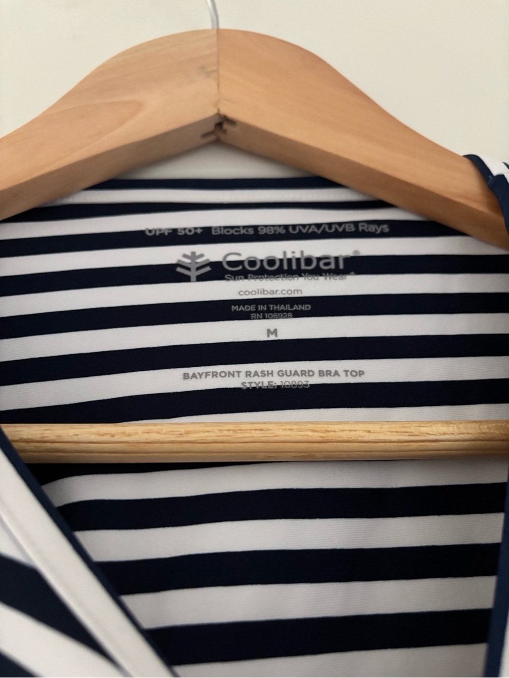 Coolibar Bayfront Rash Guard Top Striped UPF 50+ Active Built in Bra - Picture 8 of 10